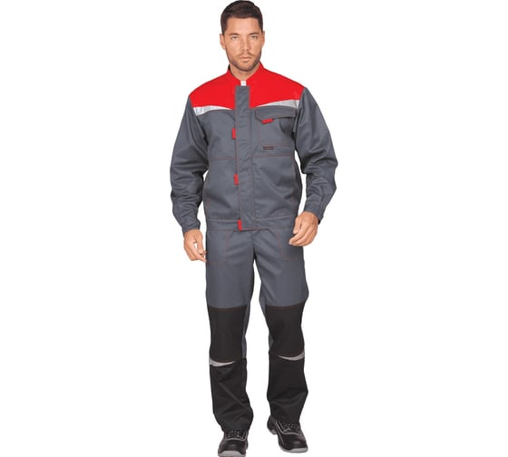 Костюм ГК Спецобъединение КМ-10 ЛЮКС серый/красный, р.88-92, рост 170-176 Кос 594/ 88/170 1