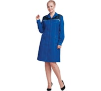 Женский халат ГК Спецобъединение КМ-10 ЛЮКС василёк/темно-синий, р. 104-108, рост 170-176 Хал 547/104/170