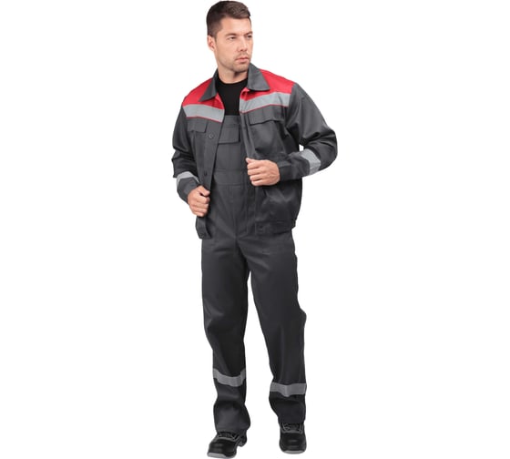 Костюм ГК Спецобъединение МАСТЕР ЛЮКС летний, серый-красный (Куртка+полукомбинезон) (120-124, 182-188), компл, Кос 459/120/182 1