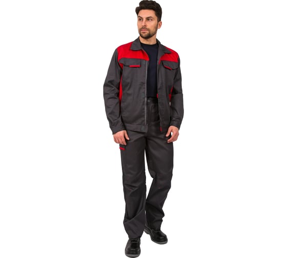 Костюм ФАКЕЛ Идеал NEW темно-серый/красный, размер 52-54, рост 170-176 87468315.005 1