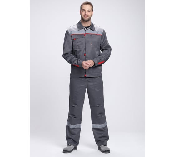 Костюм с полукомбинезоном Факел Фаворит-2 СОП усиленный UZ, темно-серый/серый/красный, 64-66; 182-188 87489330.018 1