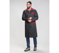 Мужской халат ФАКЕЛ Технолог, темно-серый/красный, 48-50; 182-188 87489715.003