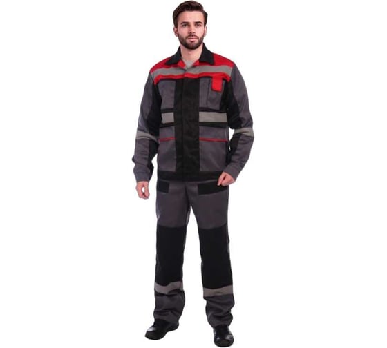 Костюм ФАКЕЛ Виватный-2, серый/черный/красный, р. 52-54, рост 158-164 87489001.016 1