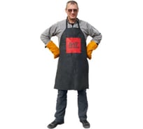 Кожаный фартук из спилка с нагрудным карманом AWT черный 772256