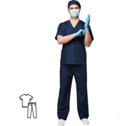 Универсальный костюм хирурга ООО Комус м05-кбр темно-синий, размер 56-58, рост 170-176 1413929