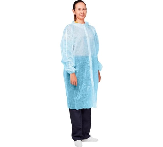 Халат на кнопках ООО Комус 30 гр, 3XL, голубой, 10 шт 1477239