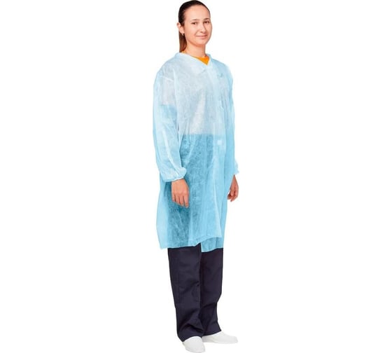 Халат на липучках ООО Комус 30 гр, 4XL, голубой, 10 шт 1477238