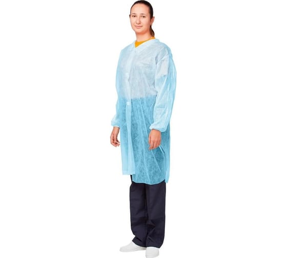 Халат на липучках ООО Комус 30 гр, 4XL, голубой, 10 шт 1477238