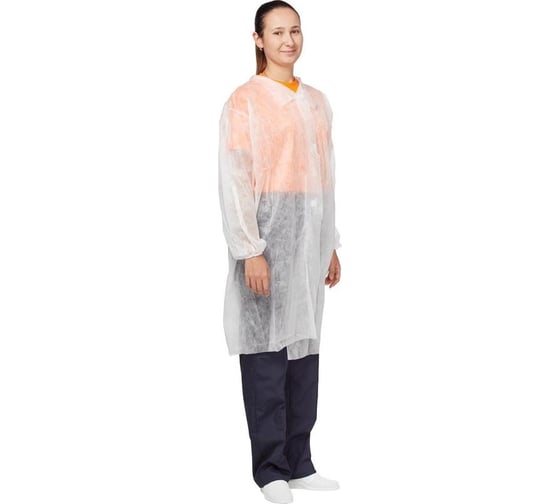 Халат на липучках ООО Комус 30 гр, 3XL, белый, 10 шт/упак 1477233