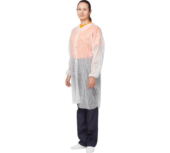 Халат на липучках ООО Комус 30 гр, 3XL, белый, 10 шт/упак 1477233