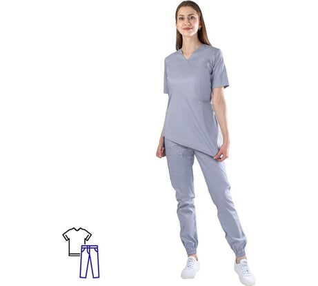 Женский медицинский костюм ООО Комус м25 кбр серый, размер 48, рост 158-170 1750376