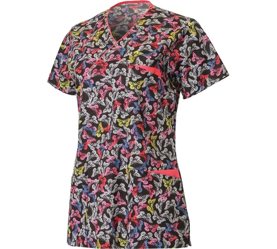 Блуза медицинская женская СОЮЗСПЕЦОДЕЖДА ЛИНДРЕД ОРИОН СТРЕЙЧ (Lindred) черная/принт бабочки, размер 48 (L) 2000000256986 1