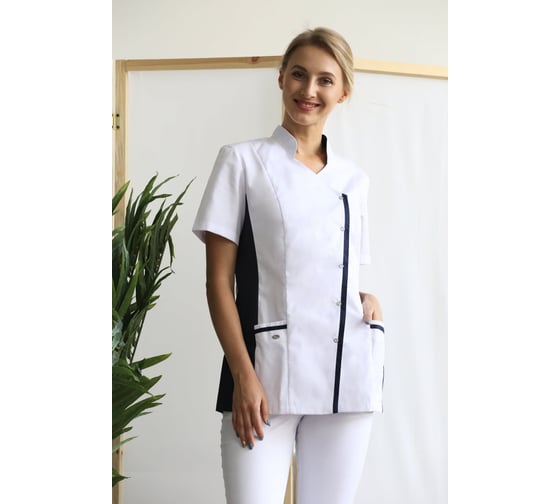 Блуза ДОКТОР СТИЛЬ Венеция, белая т.синим NEW ЛУ 1228.29/112, XXL/3XL
