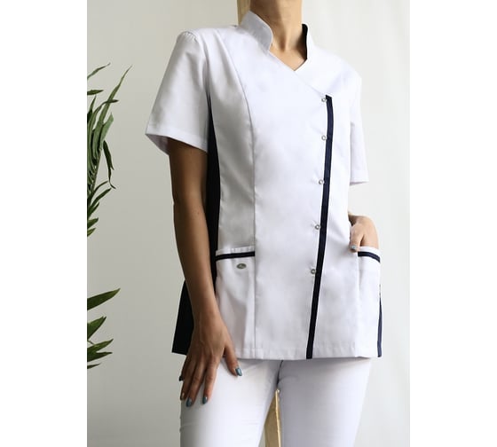 Блуза ДОКТОР СТИЛЬ Венеция, белая т.синим NEW ЛУ 1228.29/112, XXL/3XL