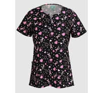 Блуза СОЮЗСПЕЦОДЕЖДА Эргофайв Актив (ERGOFIVE Active) EAJW07 женская принт сердечки на черном, 54-56 (XL) 2000000275734