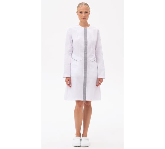 Халат ГК Спецобъединение КАРДИОЛОГИЯ, белый-серый (128-132, 158-164) Хал 711/128/158