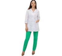 Медицинский женский костюм Tekca Line Эконом, белый/ярко зеленый, р.56-58, рост 170-176 2000000203737