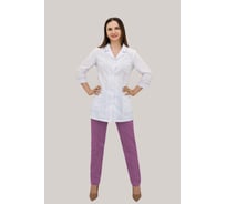Медицинский женский костюм Tekca Line Эконом, белый/темно-розовый, р.52-54, рост 170-176 2000000202167