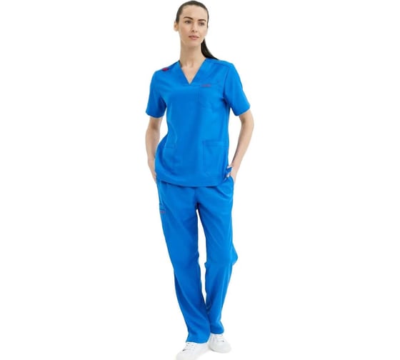 Костюм женский TRUD RS72614 блузка/брюки, васильковый, 2XL(50-52) 4610410935968