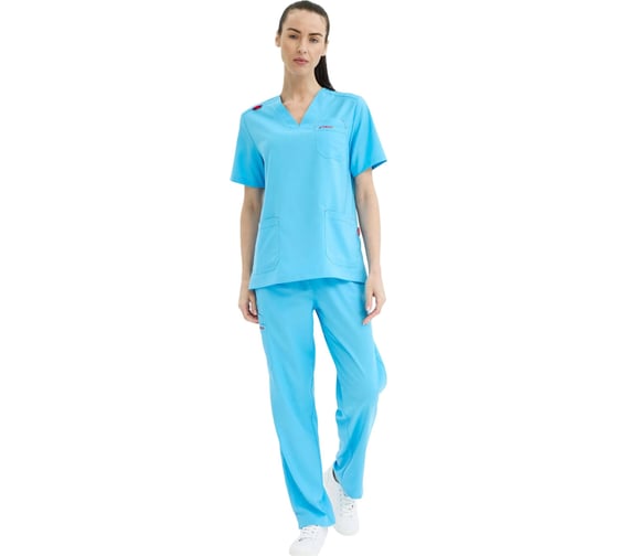 Костюм женский TRUD RS72614 блузка/брюки, голубой, L(46-48) 4610410936590