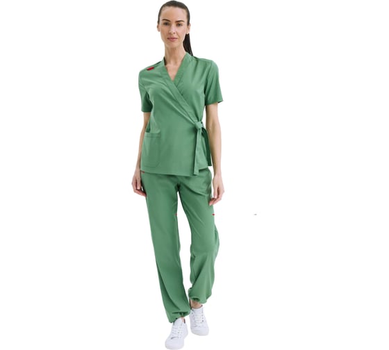 Костюм женский TRUD RS72616 блузка/брюки, зеленый, 2XL(50-52) 4610410936781