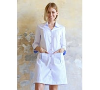 Халат ДОКТОР СТИЛЬ Соната Плюс, белый с голубой отделкой ЛС_3125.23/124/4XL