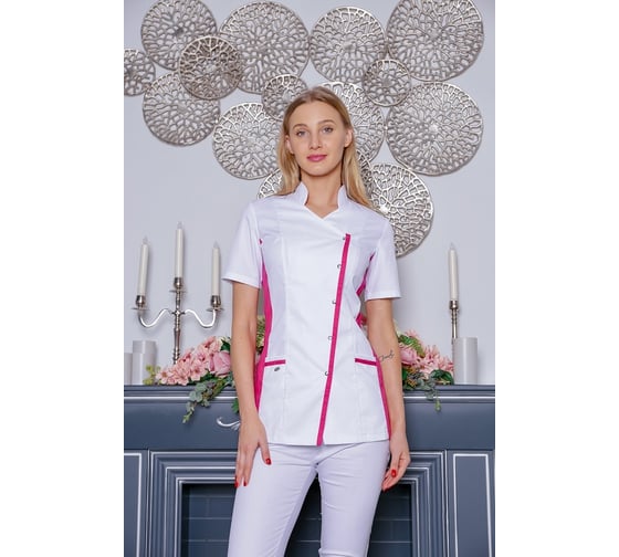 Блуза ДОКТОР СТИЛЬ Венеция NEW белая/фуксия ЛУ 1228.37/80/XS