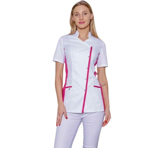 Блуза ДОКТОР СТИЛЬ Венеция NEW белая/фуксия ЛУ 1228.37/104/XL 1