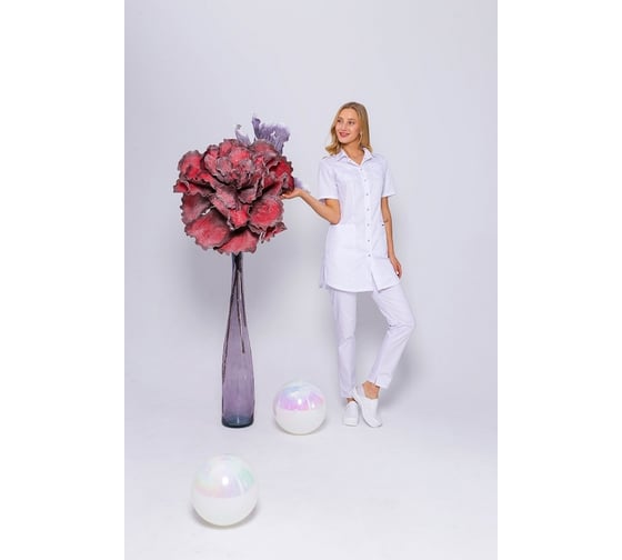 Блуза ДОКТОР СТИЛЬ Сафари белая ЛЛ 2229.01/120/3XL/4XL