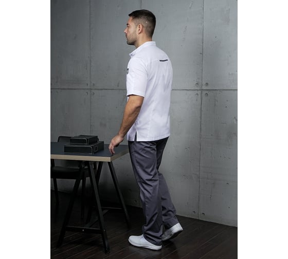 Блуза ДОКТОР СТИЛЬ Алекс белый/графит ЛУ 1213.45/120, 3XL/4XL