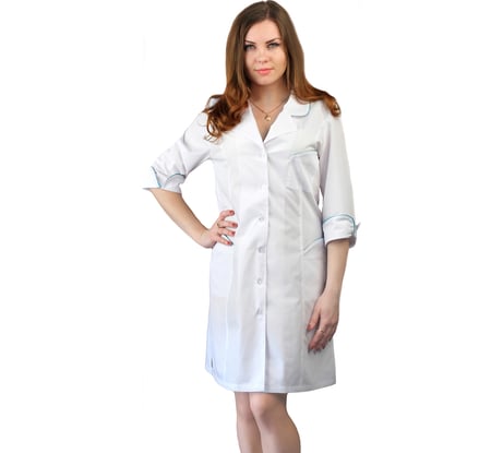 Женский халат URSUS Вита белый/бирюзовый МЕД548-100; 48-50, 158-164