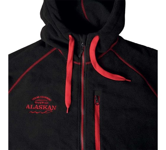 Флисовая куртка Alaskan Black Water черная, р. XL, с капюшоном AFHBWBXL