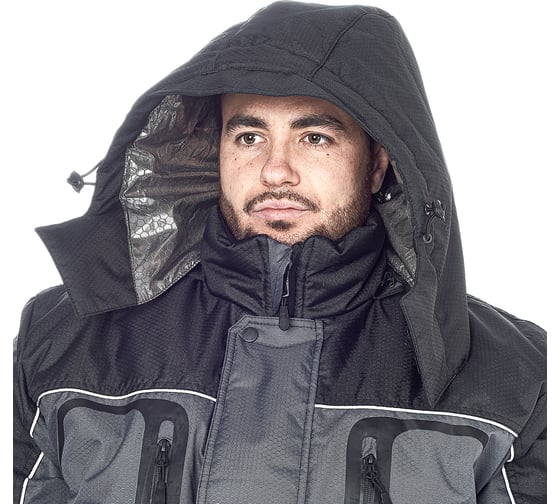 Зимний костюм Huntsman Полюс LUX ткань Cell, цвет серый/черный НФ-000002122/48-50/170-176