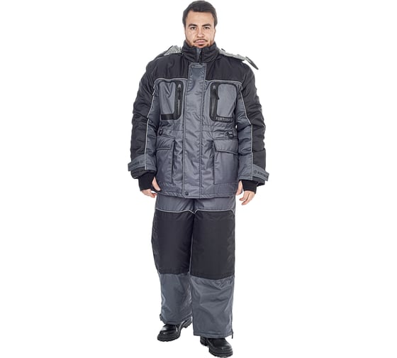 Зимний костюм Huntsman Полюс LUX ткань Cell, цвет серый/черный НФ-000002135/52-54/170-176