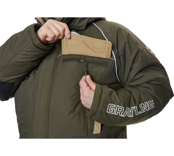 Костюм для рыбалки GRAYLING Камчатка зимний, хаки, р-р 48-50, рост 170-176 4610097083594