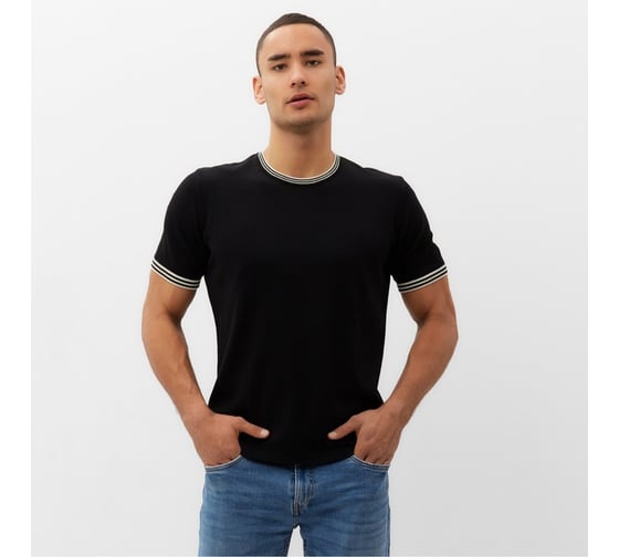 Джемпер мужской короткий рукав MINAKU Knitwear collection цвет черный, размер 44 9940943 1