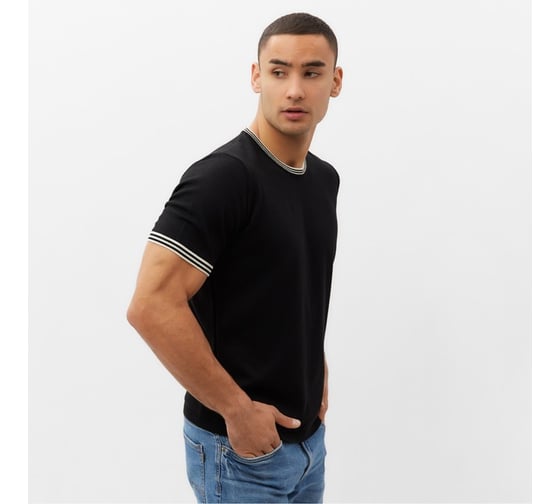 Джемпер мужской короткий рукав MINAKU Knitwear collection цвет черный, размер 44 9940943