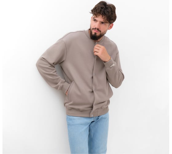 Толстовка мужская (бомбер) MIST Men's casual размер 56, серо-бежевый 9670454 1