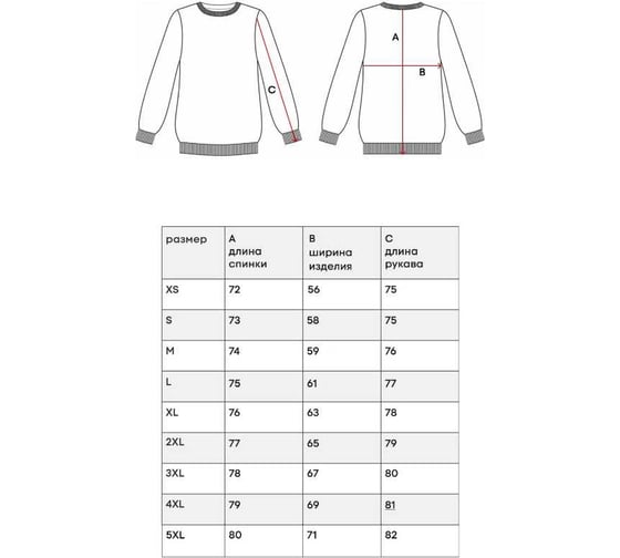 Свитшот ВИ серый, 25 4XL