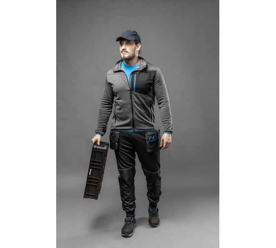 Рабочая толстовка HOEGERT TECHNIK Nister серый/меланж/синяя, р. XL/54 HT5K900-XL