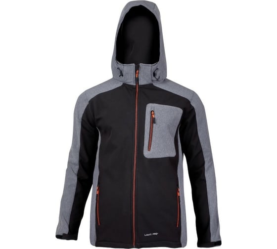 Куртка с капюшоном LAHTI PRO софтшелл, черно-серая, р. 3XL L4091606