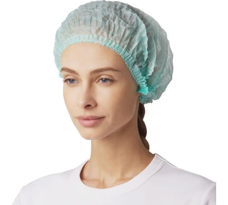 Одноразовая шапочка ООО Комус шарлотта зеленая, 10г/м, 100 шт/уп 1636951