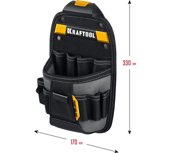 Поясная сумка 170x360 мм с быстросъёмным креплением KRAFTOOL FastClip KP-11 , 11 карманов и петель 38777