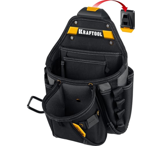 Поясная сумка 350x260 мм с быстросъёмным креплением KRAFTOOL FastClip KP-27, 27 карманов и петли 38773
