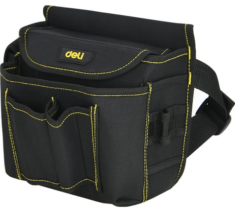 Поясная сумка монтажника, электрика для инструмента DELI DL-P4 с ремнем, 220x200x140 мм, 7 карманов, ткань оксфорд 600d, eva материал 111149