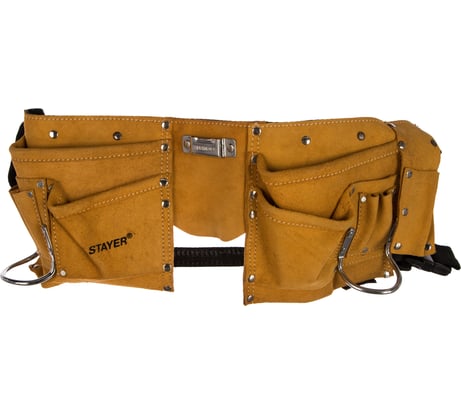 Кожаный пояс для инструментов MASTER, 10 карманов, 2 скобы STAYER 38510