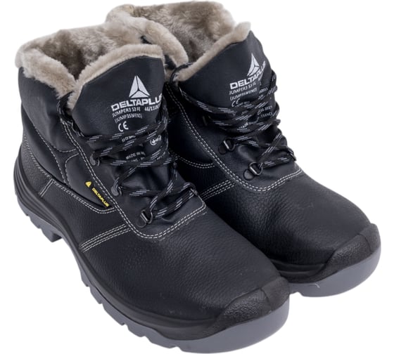 Ботинки кожаные утепленные с металлическим подноском Delta Plus JUMPER3 S3 FUR SRC, черные, р.46 JUMP3S3FENO46