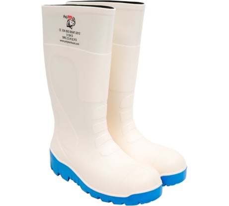 Сапоги рабочие PolyTech ПУ/ПУ O4, цвет белый/синий, размер 40 PolyTech WB-O4-40