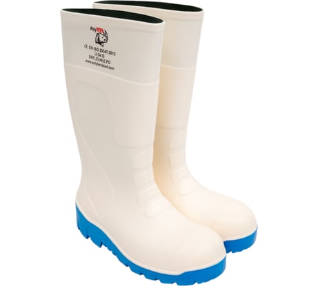 Сапоги рабочие PolyTech ПУ/ПУ O4, цвет белый/синий, размер 38 PolyTech WB-O4-38