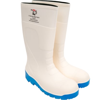 Сапоги рабочие PolyTech ПУ/ПУ O4, цвет белый/синий, размер 44 PolyTech WB-O4-44